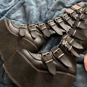 Demonia black platform boots